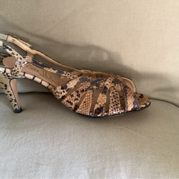 Vintage Brown Snake Print Slingback Sandals 7 - Picture 3 of 5